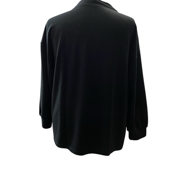 Women's size XL Solid Black Button up front patch pockets soft stretch Cardigan - Picture 6 of 7